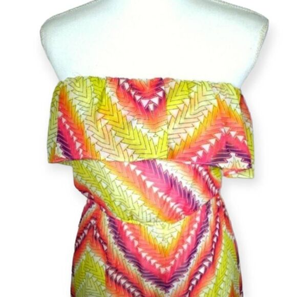 CHARLOTTE RUSSE YELLOW, PINK, & PURPLE STRAPLESS DRESS SZ.XS - Picture 2 of 4